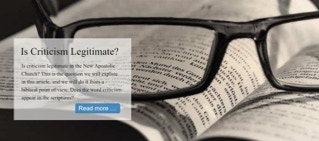 Is Criticism Legitimate in the New Apostolic Church?